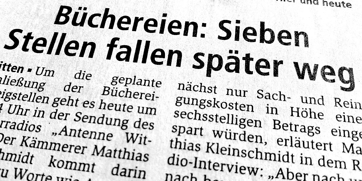 Büchereien: Sieben Stellen fallen später weg